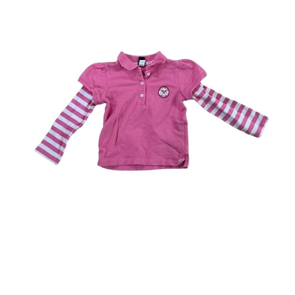 Baby Gap Girls Pink Polo Shirt Layered Long Sleeve Tennis Top